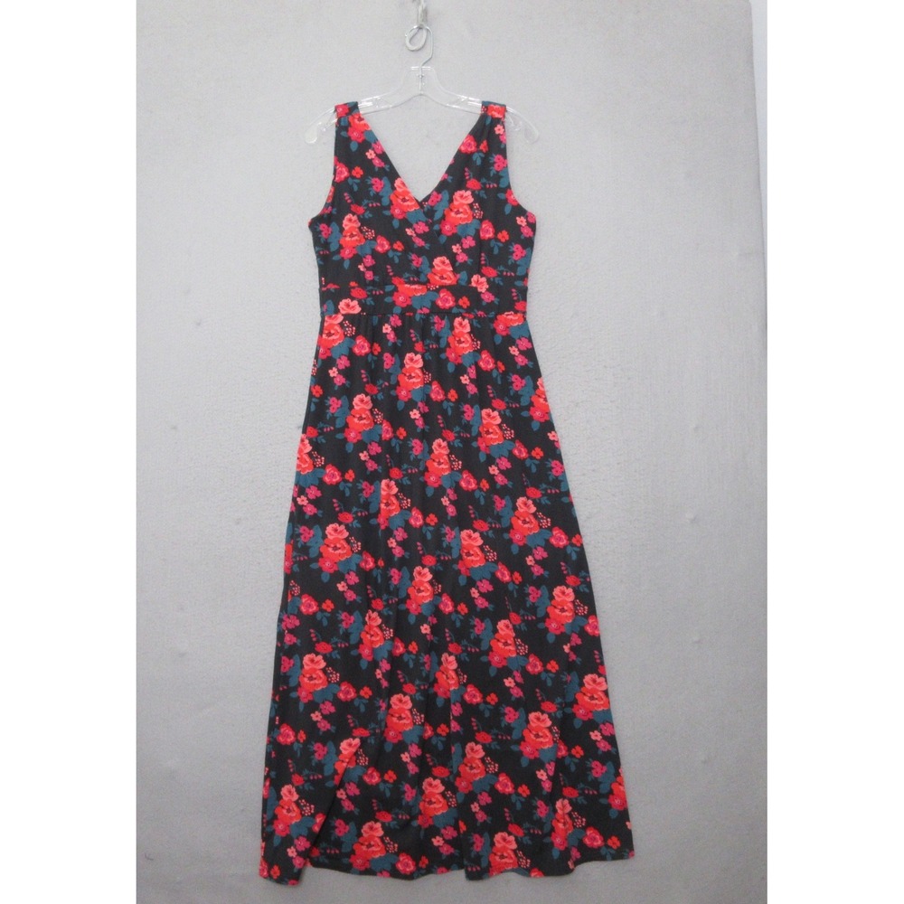 Garnet Hill Dress‎ 10 Petite Black Floral Maxi Cottage Core Romantic Boho Garden